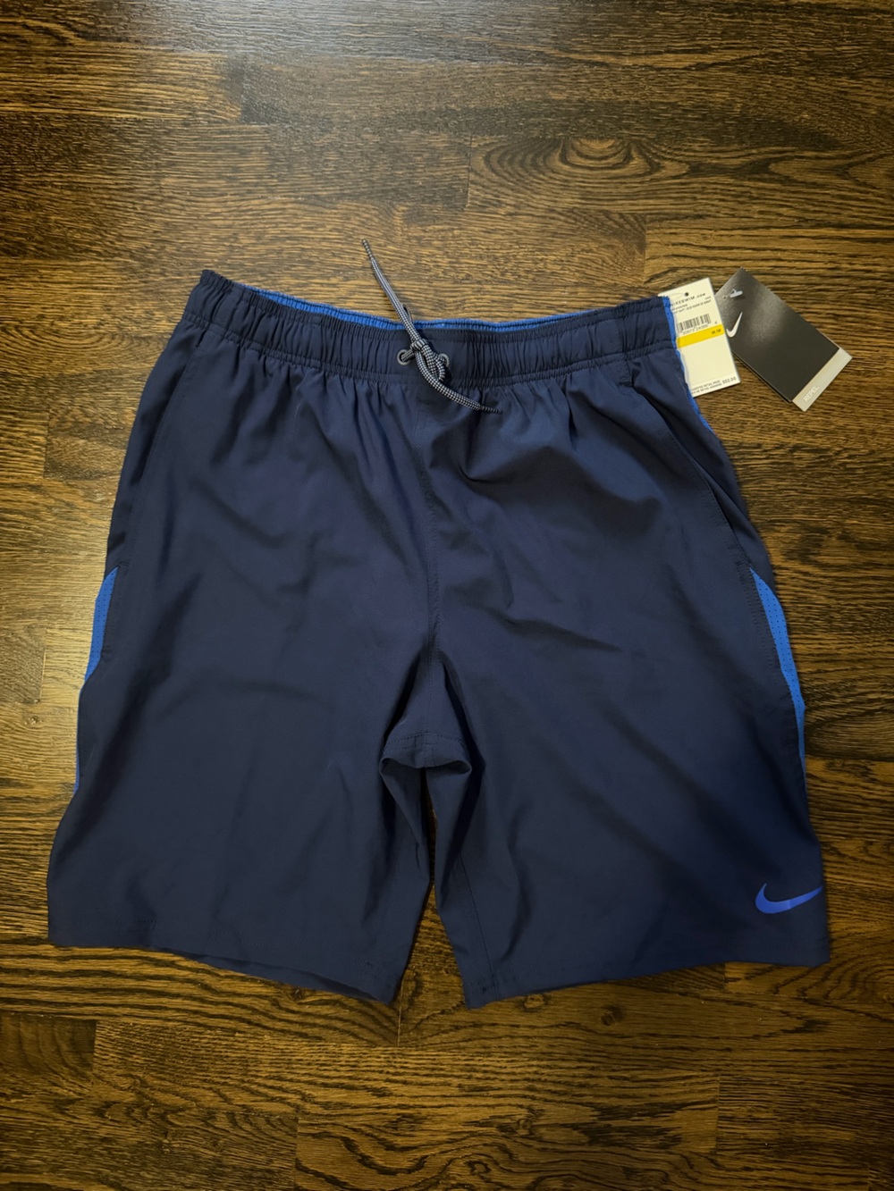 Nike Blue Swim/Workout Shorts with Electric Blue Trim - Picture 2 of 4